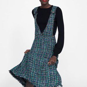 NWT ZARA Tweed Overall Dress